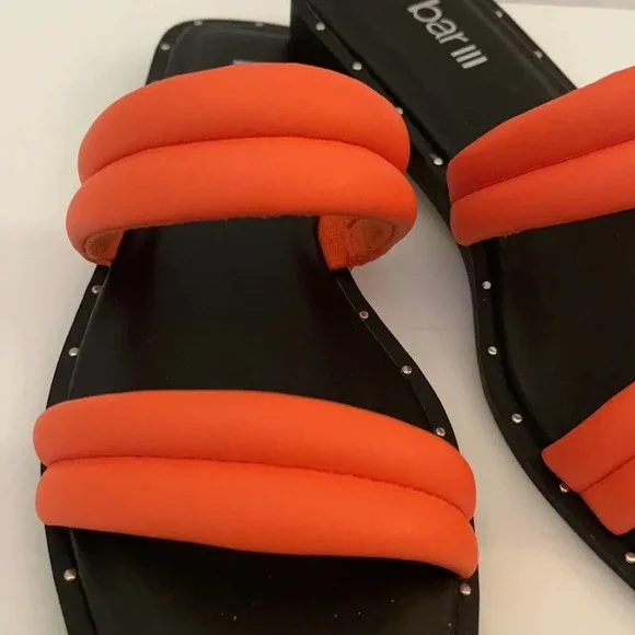 Bar III Womens Solid Slip-On Casual Pool Slides Sandals Orange size 6.5 - Picture 2 of 11